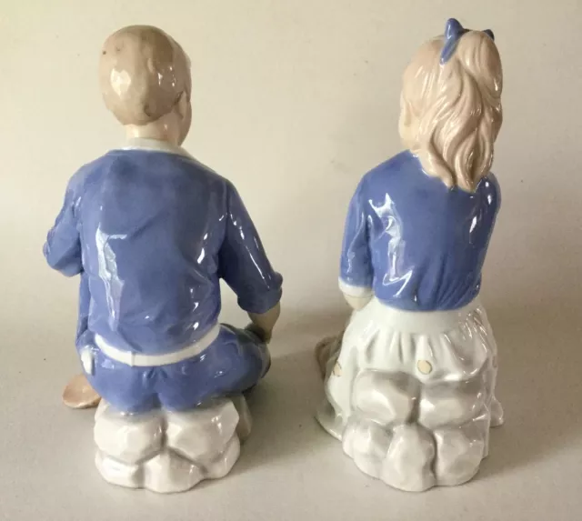 Andrea Sadek Porcelain Figures Pensive Girl 6634 & Boy 7489 Hagen Renaker Design 3