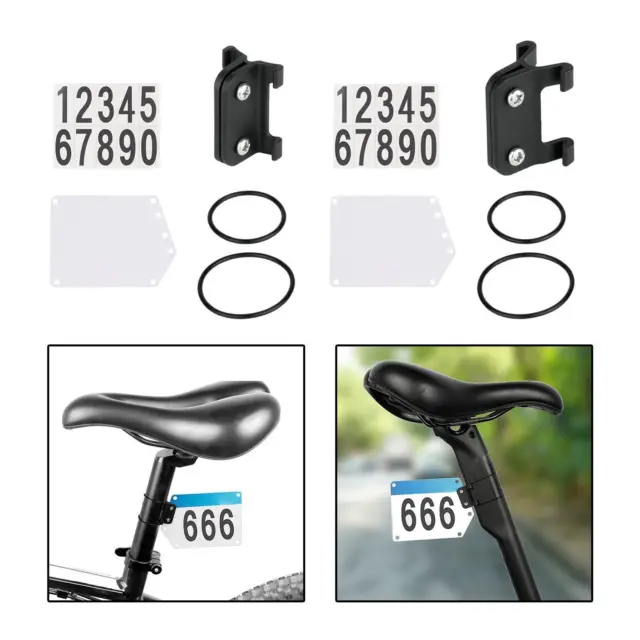 Number Plate and Holder Bracket with Bands Seatpost Race Cards Bracket PP Fixed