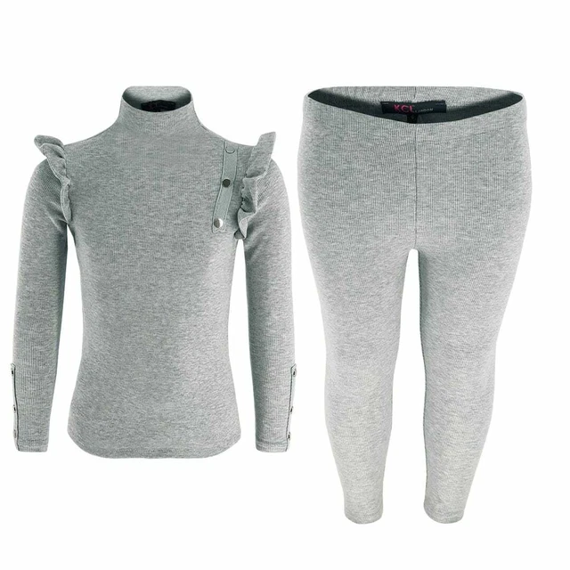 Girls Kids Lounge Wear Set Ruffle Shoulder Rib Lounge Set Activewear 2-10 Yrs UK