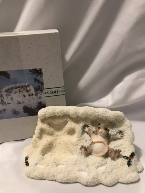 Silvestri Charming Tails Christmas Figurine “ Maxine Making Snow Angels” In Box