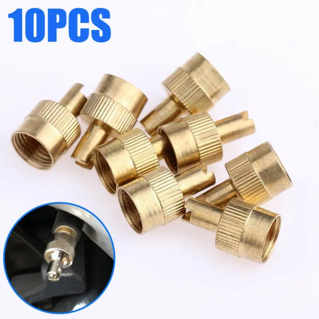 10Pcs Slotted Head Valve Stem Caps With Core Remover Tool Car Motorcycle Parts