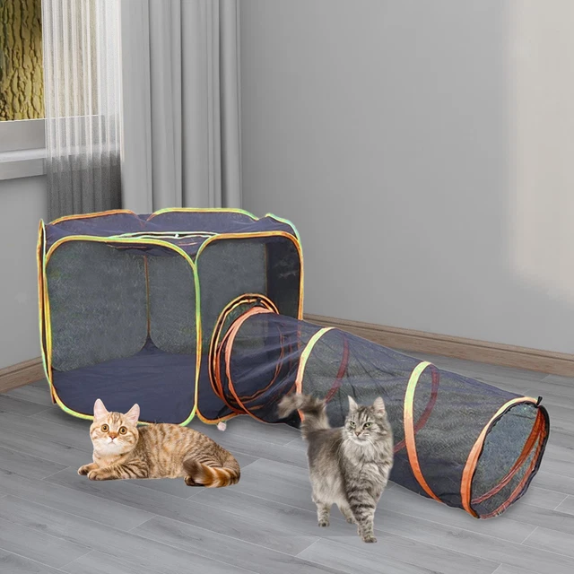 TENTE POUR CHAT Tunnel Playhouse Exercice Pliable Mesh House Portable