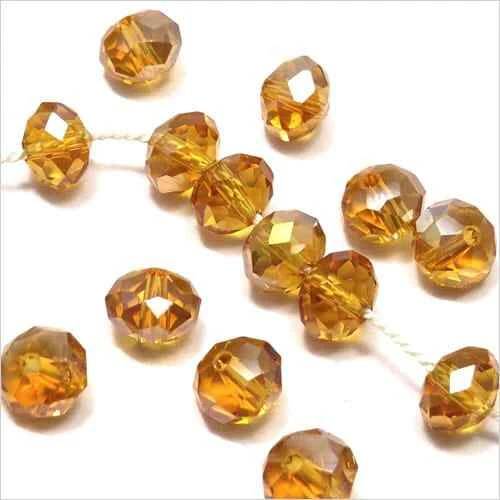 Lot de 20 Perles à Facettes Rondelles en cristal 6x4mm Topaze