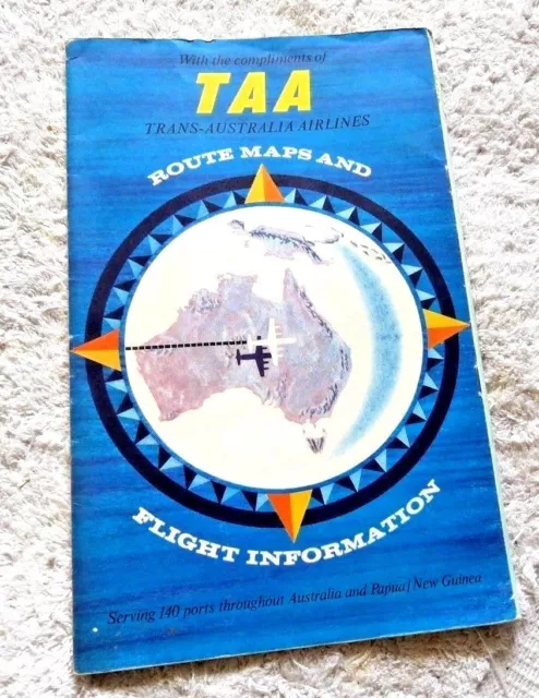VINTAGE TIME TABLE ROUTE MAPS FLIGHT TAA TRANS-AUSTRALIA AIRLINES PAPUA c1963
