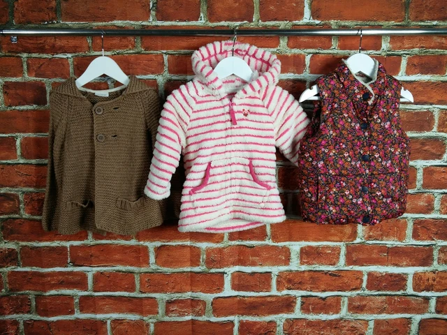 Felpa Con Cappuccio Bimba Età 12-18 Mesi Gilet Successivo Righe Floreali 86Cm