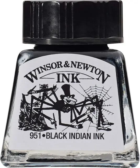 Blick Black Cat Black India Ink Waterproof 1.25oz, Made in USA Caligraphy,  dip