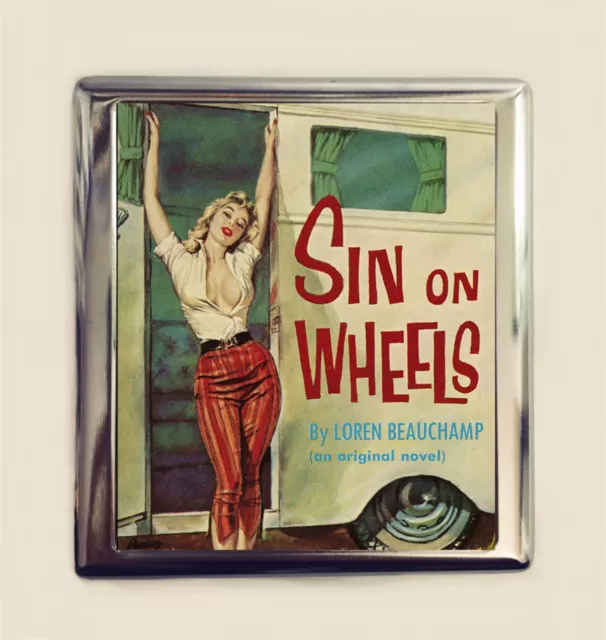 Sin on Wheels Cigarette Case Business Card ID Holder Wallet Pulp Book Cover