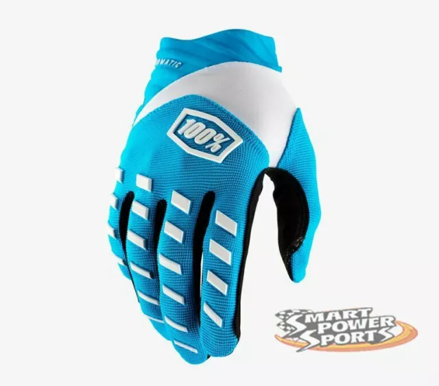 100% Adult 2022 AIRMATIC Gloves - LIGHT BLUE MEDIUM- Touch Screen MX ATV MTB