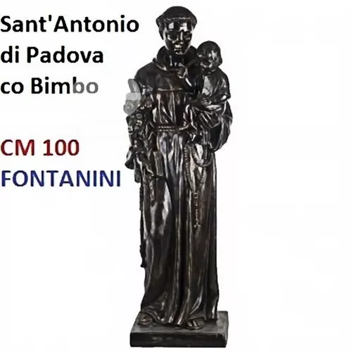 Statua religiosa FONTANINI sant'antonio di padova color bronzo cm 100 in resina