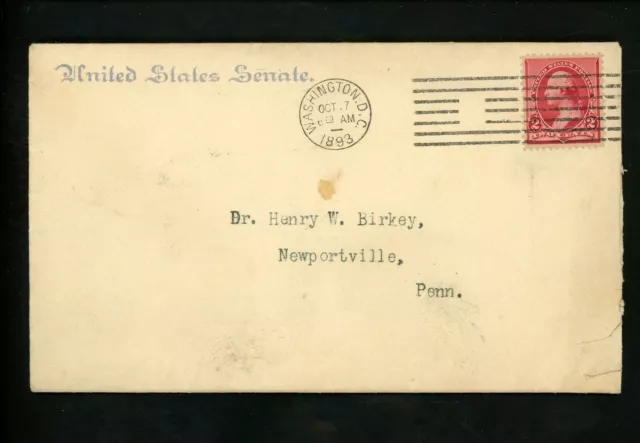 US Postal History #220 Official Business Congress Senate 1893 DC Newportville PA