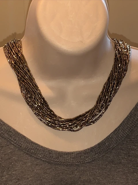 Brand New J.CREW Golden Seed Bead Multi Layer Dynamic Bling Necklace  💗174