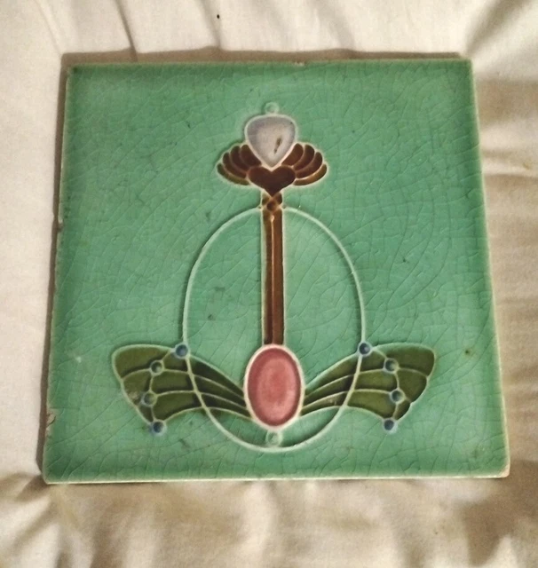Victorian Art Nouveau Original British Tile Circa 1900's