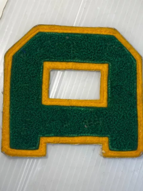 Green Yellow Block Letterman's Letter A Felt Patch 2 1/4" x 2 1/2" Approx.