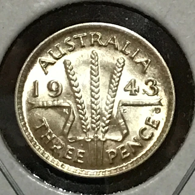 Australia 3 Pence Silver KM 37 Gem BU 1943 D