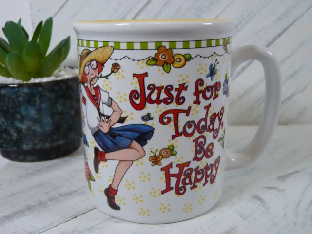 Mary Engelbreit Just for Today Be Happy Coffee Mug/Cup ME Ink - L5