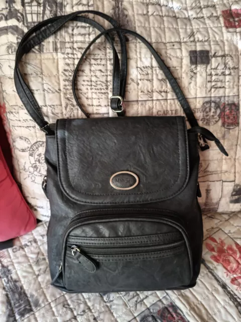 Multi Sac Black Convertible Backpack Organizer Bag Vegan Leather