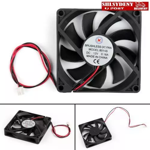 10Pcs DC Brushless Cool PC Computer Fan 12V 8015S 80x80x15mm 0.16A 2 Pin Wire AU