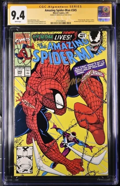 Amazing Spider-Man #345 Marvel Comics CGC SS 9.4 Signed Mark Bagley