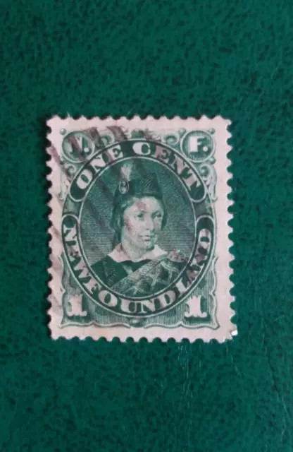 1887- Terranova(Canada) -1 valore-carta sottile-usato-1 c verde.--