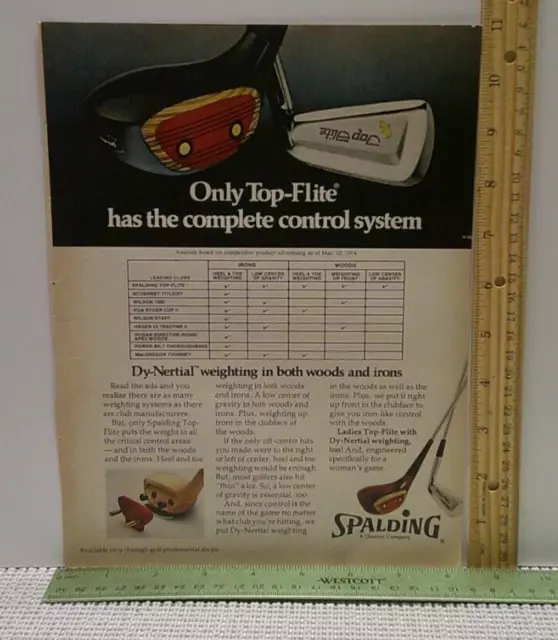1974 vintage original print ad Spalding Top-Flite Golf Clubs