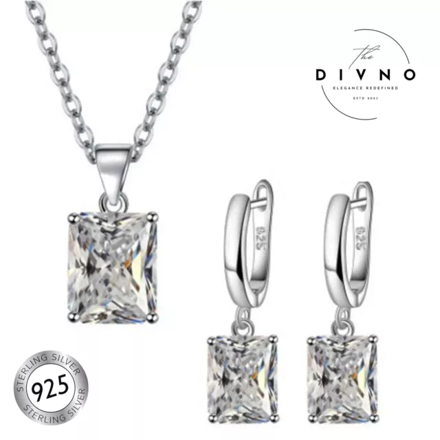 Damen Schmuck Set 925 Sterling Silber Halskette Anhänger Ohrringe Geschenk D9012