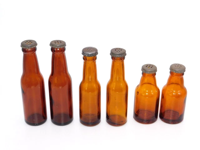 Vintage Muth Souvenir Miniature Glass Beer Bottles S&P Salt & Pepper Shakers Lot