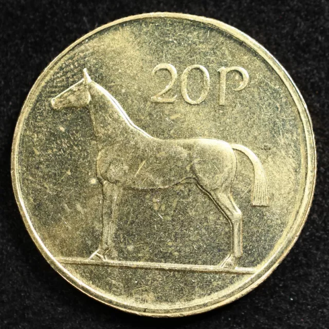 Ireland 20 Pence 1986, Coin, Km# 25, Irish Harp, Horse, Inv#E175