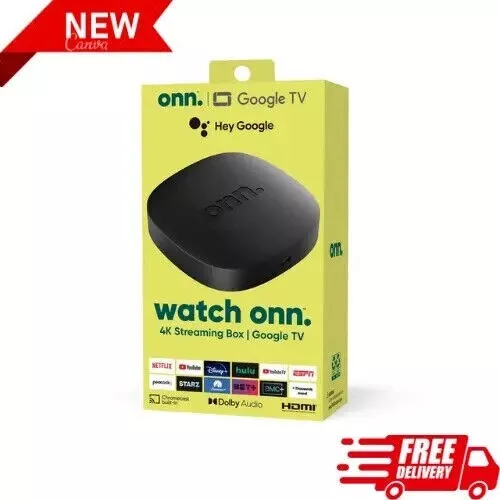 onn. Google TV 4K Streaming Box (New, 2023), 4K UHD resolution