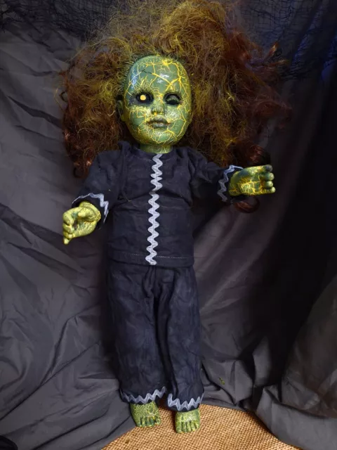 OOAK Creepy Crackle Doll, 18 In Tall, Handmade, Halloween Prop