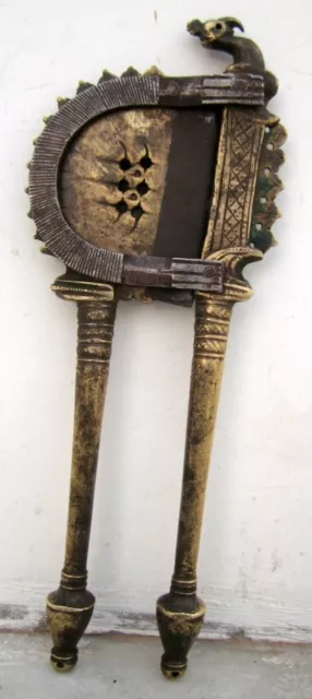 Antique Rare Brass Hand Engraved Peacock Work Old Mughal Betel Nut Cutter Sarota