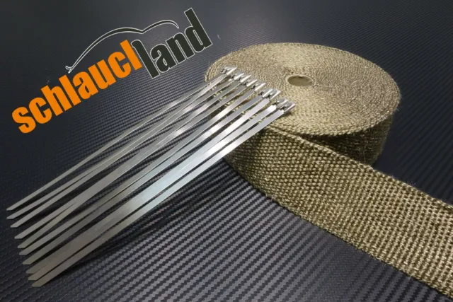 5m Titan Hitzeschutzband 50mm 1400°C  + 10 Kabelbinder *** Abgasanlage Ofen Audi