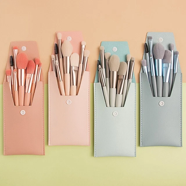 8 Pcs Makeup Brush Set With Foundation Blush Eyeshadow Lip Brushes Make Up Bag