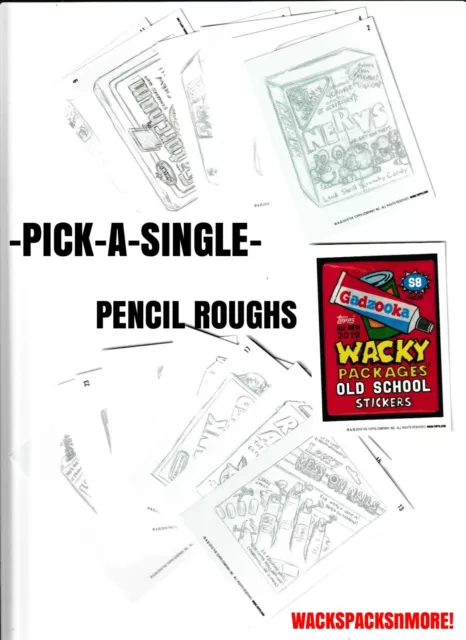 Wacky Packages Old School 2019 8 lápices rughs - elige uno solo - completa tu conjunto