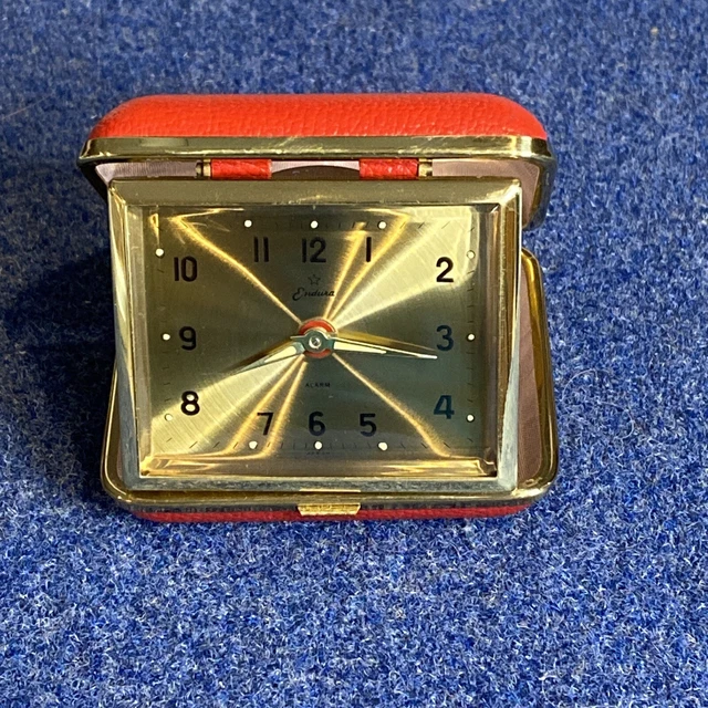 Vintage Endura Windup Clamshell Travel Alarm Clock- Working Condition