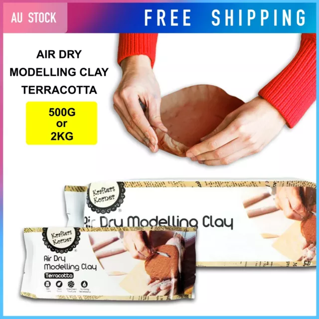 500g/2kg Air Dry Modelling Clay Terracotta Non Toxic Craft Hardening Moulding