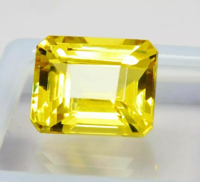 7 - 9Ct Treated Yellow Sapphire Radiant Cut Certified VVS Clean Gemstone