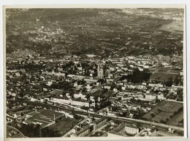 Nancy, vue aérienne de la ville et de ses usines, 1935 - Photographie ancienne