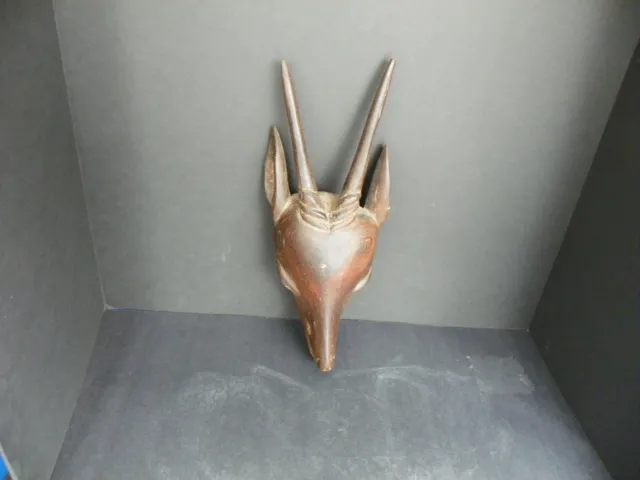 African Carved Wall Hanging Plaque of an Antelope's Head