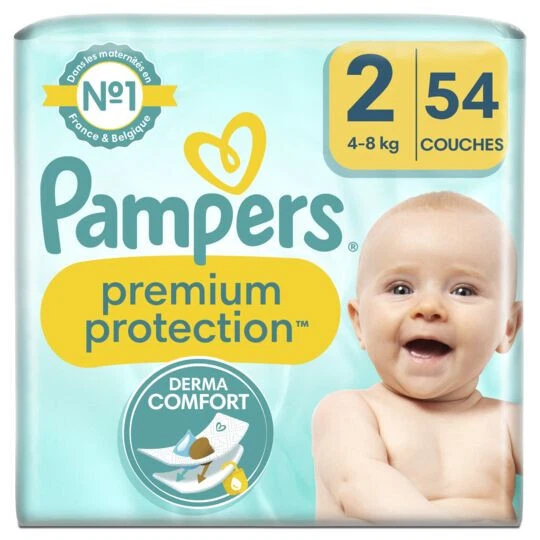 LOT DE 2 - PAMPERS - Premium Protection New Baby - Couches taille