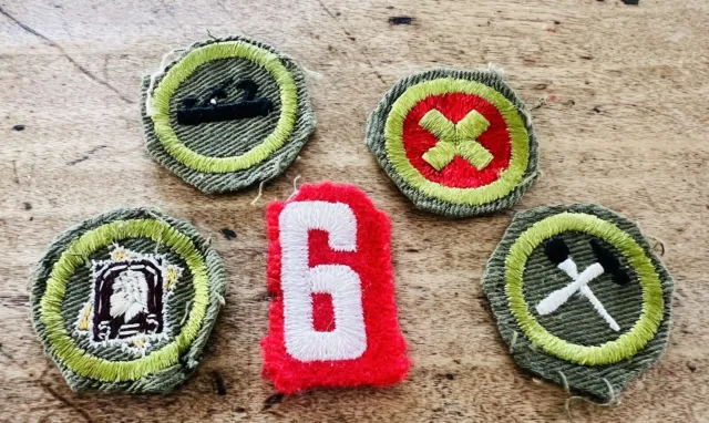 5 Vintage Boy Scouts of America Patches-Home Repairs, Carpentry, First Aid, Stam