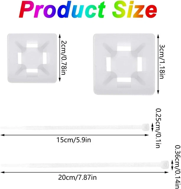HEAVY DUTY SELF-ADHESIVE Cable Tie Mounts 100 Pack | Industrial Wire ...