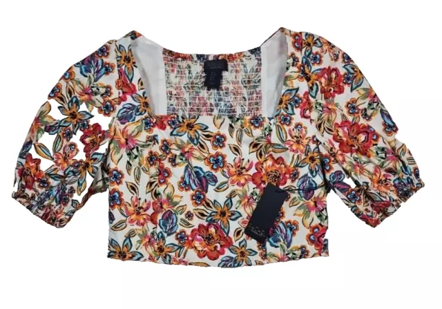 Rachel Roy Women’s Cropped Floral Square Neck Blouse Size Small - NWT