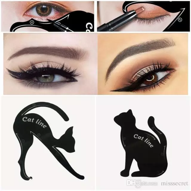6 IN 1 Delineador de Ojos Plantilla Set Maquillaje Guía Rápido Herramienta Gato