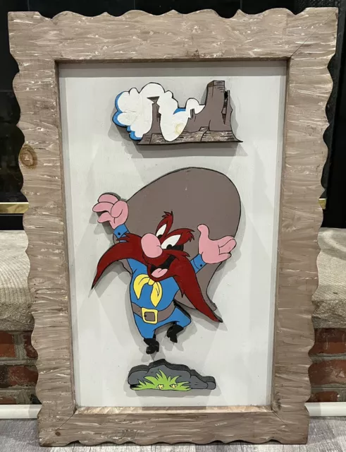 Looney Tunes Hand Carved Yosemite Sam Framed Art - UNIQUE/VINTAGE