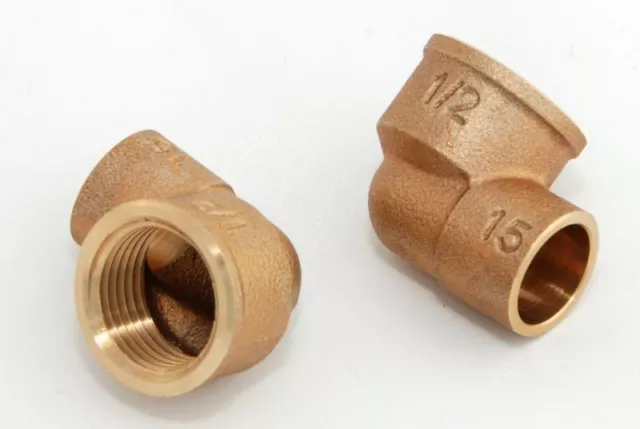 2x Rotguss Winkel i/i 90° 15mm - 1/2" / 4090g Rotgussfitting red brass gunmetal