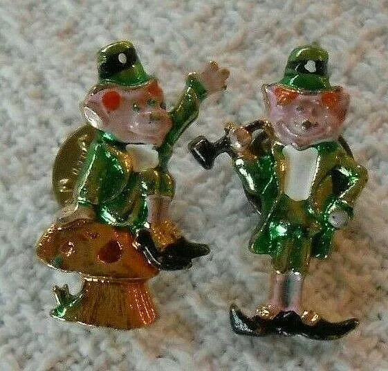 Leprechaun St Patrick's Day Notre Dame Irish Lapel Brooch Lot of 2 Metal Pins