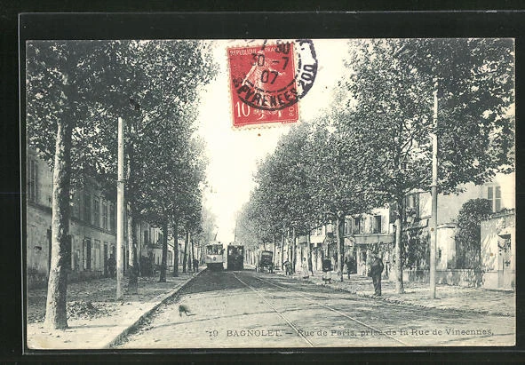 CPA Bagnolet, Rue de Paris, take from Rue de Vincennes 1907