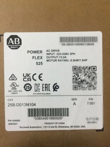 NEW Allen-Bradley PowerFlex 525 25B-D013N104 AC Drive 25B D013N104 NEW