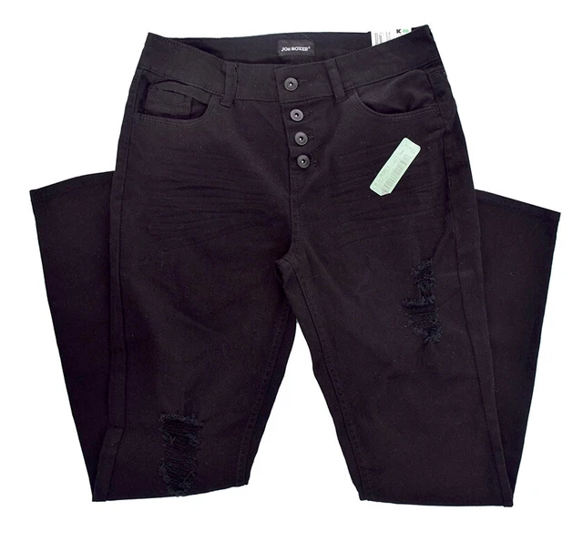 Joe Boxer Women's | Junior's Size 9 Black Pants Distressed Button-Fly Jeans, NEW