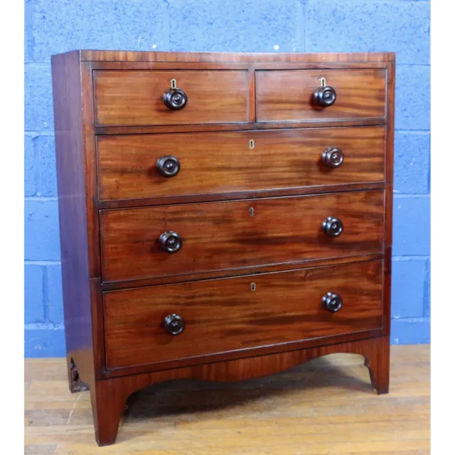 A Quality Regency Inlaid Mahogany Two over Three Chest of Drawers of Great Size